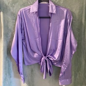 Purple silk tie top